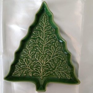 Hallmark Christmas Green Tree Serving Dish Plate Tray Holiday Entertaining